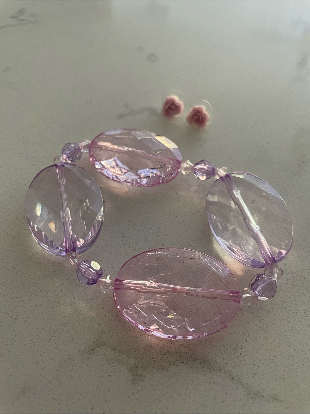 Rose Earrings & Bracelet Set
